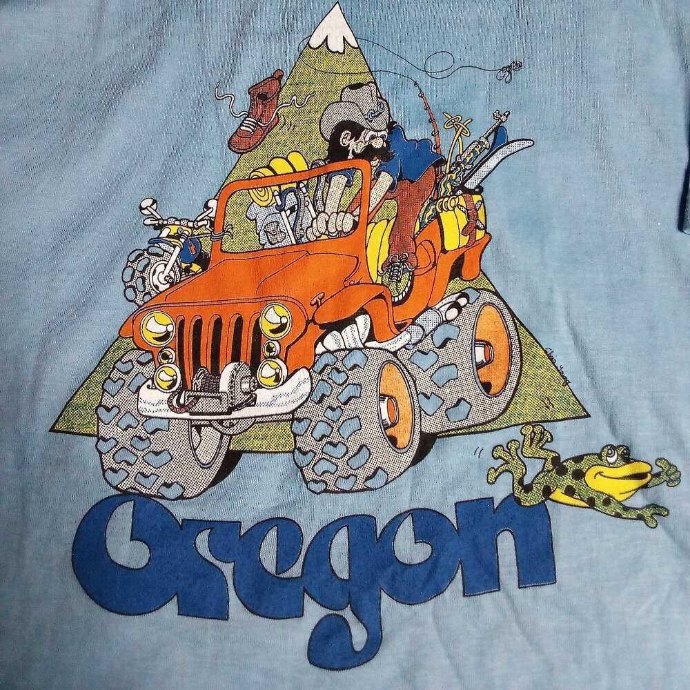 Deadstock Vintage 80s Oregon Jeep  Illustration T-Shirt